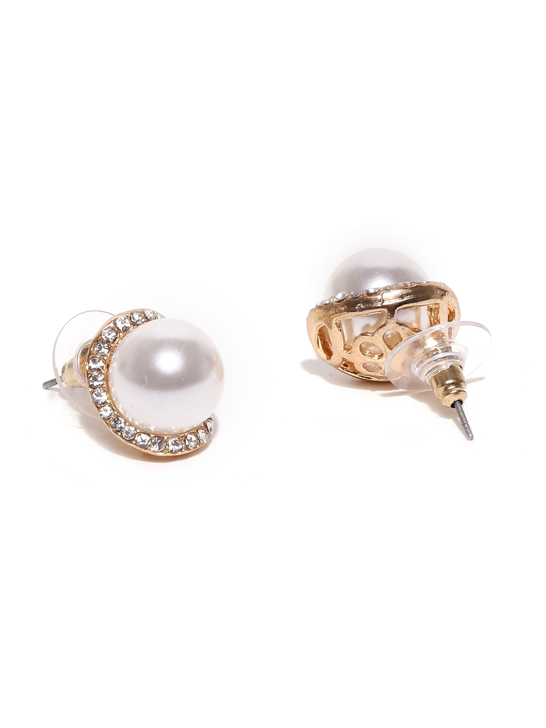 YouBella Gold-Toned  Off-White Stone-Studded Beaded Jewellery Set
